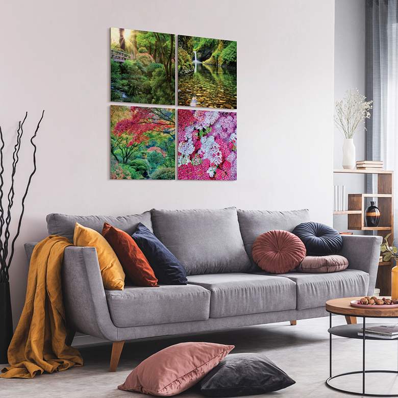 Image 7 Maples, Waterfalls 20" Square 4-Piece Glass Wall Art Set more views
