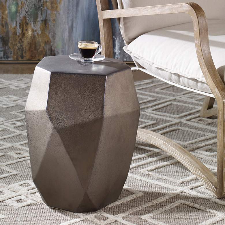 Image 1 Maquette Aged Golden Bronze Geometric Ceramic Garden Stool