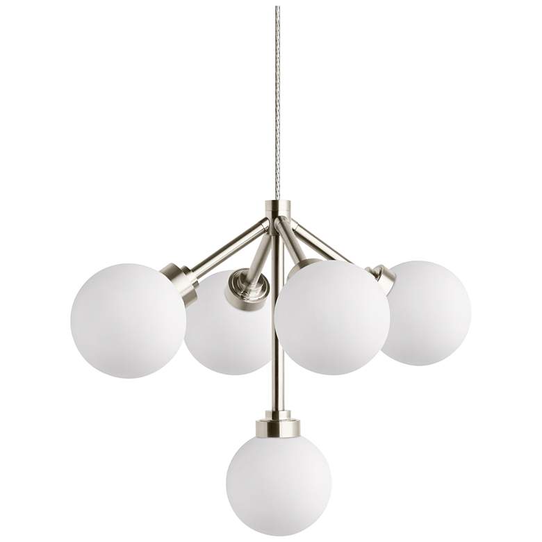 Image 1 Mara 12 1/4" Wide Satin Nickel and White 5-Light LED Pendant