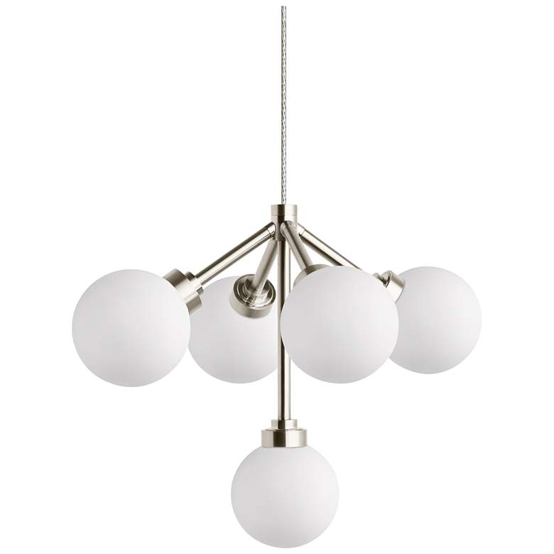 Image 1 Mara 12 1/4 inch Wide Satin Nickel and White 5-Light LED Pendant