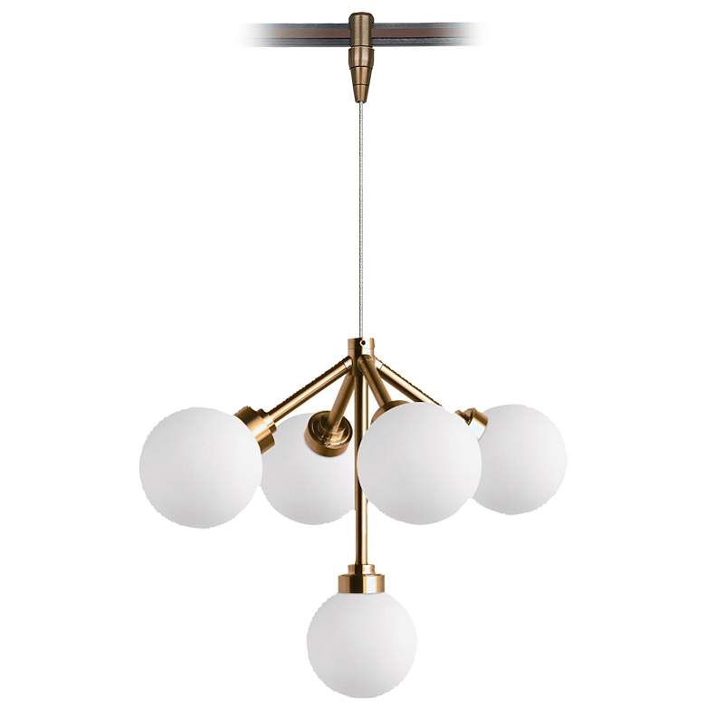 Image 1 Mara 12 1/4"W Aged Brass 5-Light LED Monorail Pendant Light