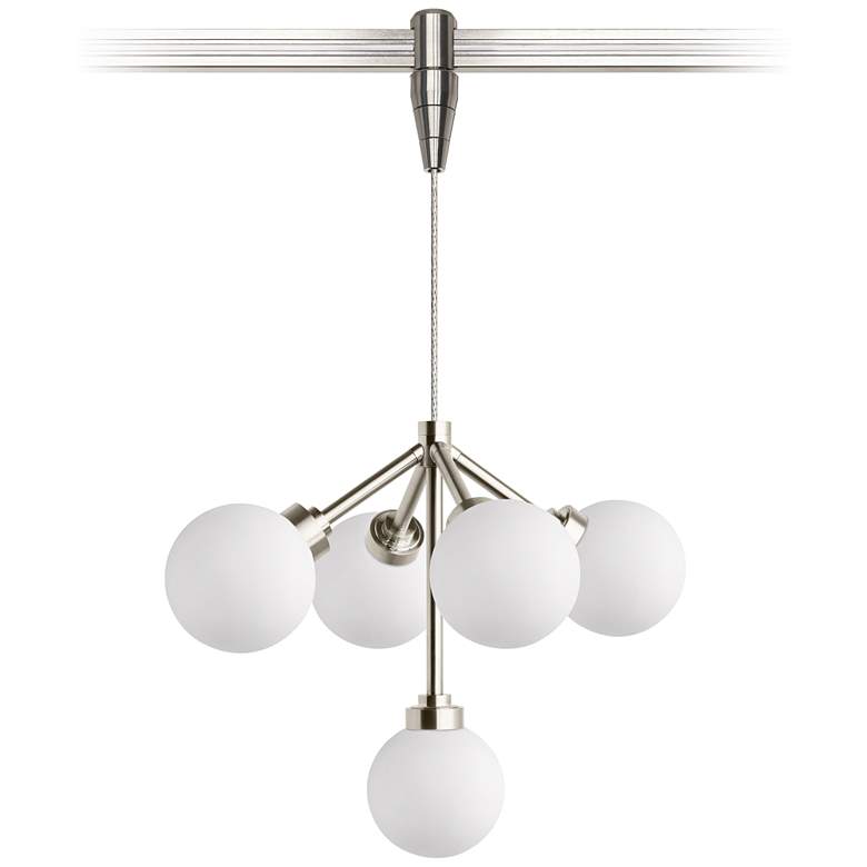 Image 1 Mara 12 1/4"W White and Nickel 5-Light LED Monorail Pendant