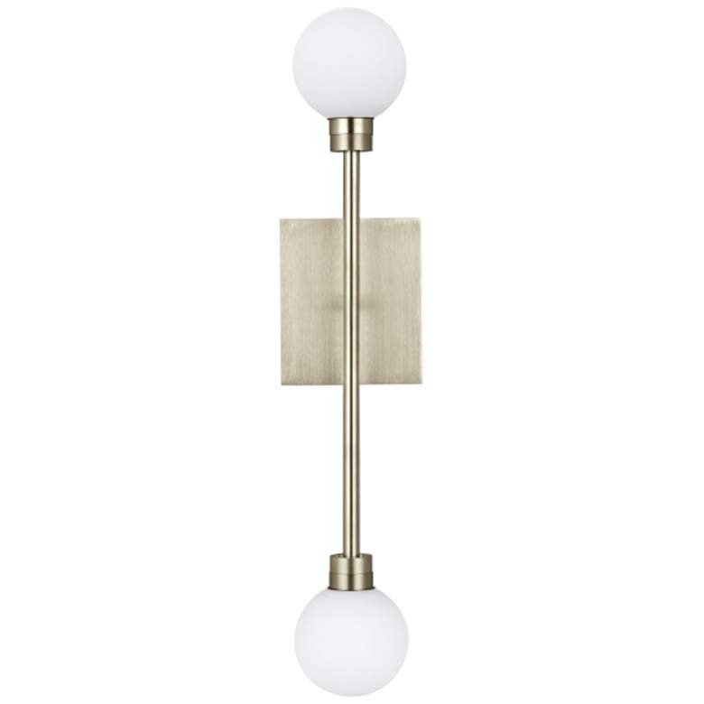 Image 1 Mara 20 1/4 inch High Satin Nickel 2-Light LED Wall Sconce