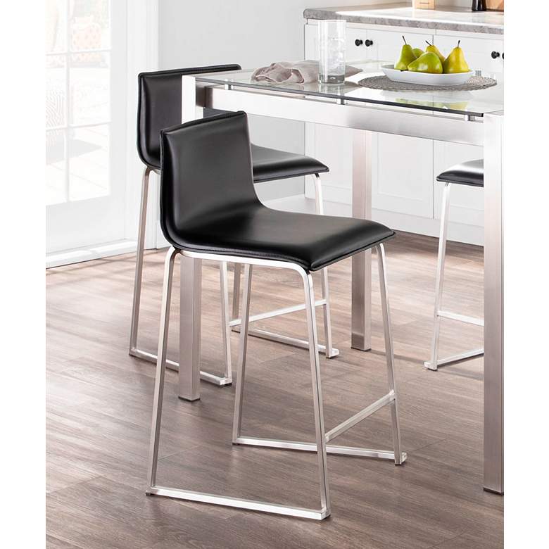 Image 1 Mara 24 1/2 inch Black and Steel Counter Stools Set of 2