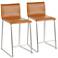 Mara 24 1/2" Camel and Steel Counter Stools Set of 2