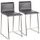 Mara 24 1/2" Gray and Steel Counter Stools Set of 2
