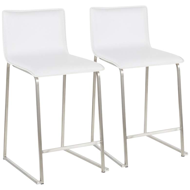 Mara 24 1/2&quot; White and Steel Counter Stools Set of 2