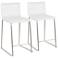 Mara 24 1/2" White and Steel Counter Stools Set of 2