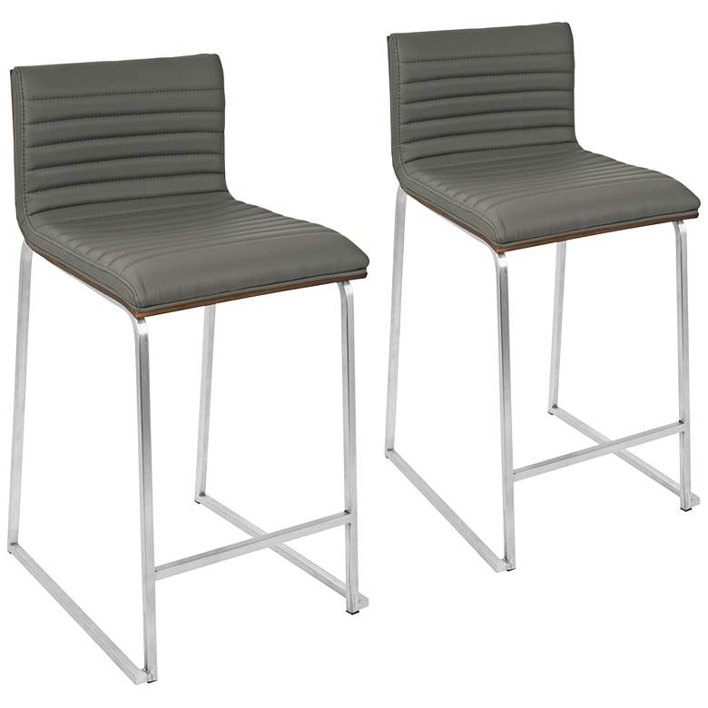Image 1 Mara 26 inch Gray Faux Leather Counter Stool Set of 2