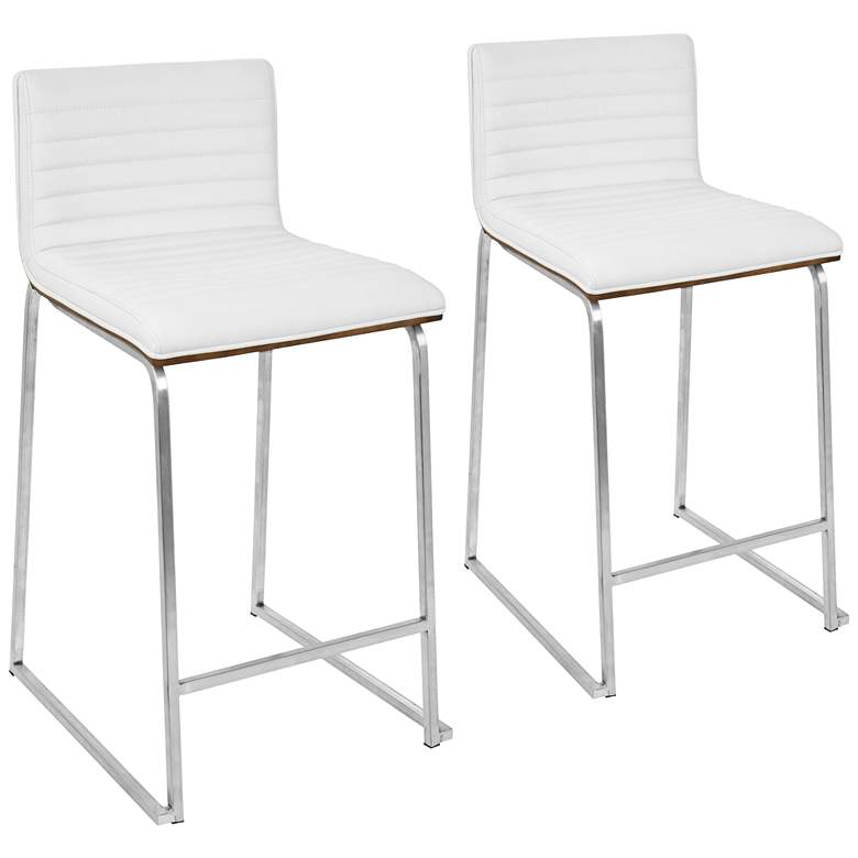 Image 1 Mara 26" White Faux Leather Counter Stool Set of 2
