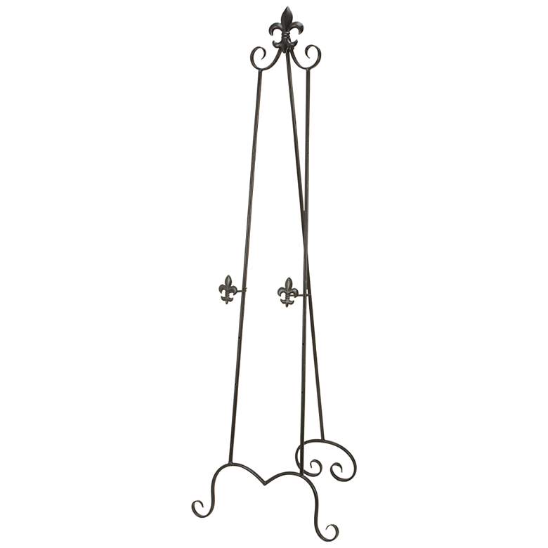 Image 2 Mara 65"H Black Iron Scrolled Adjustable Stand Floor Easel