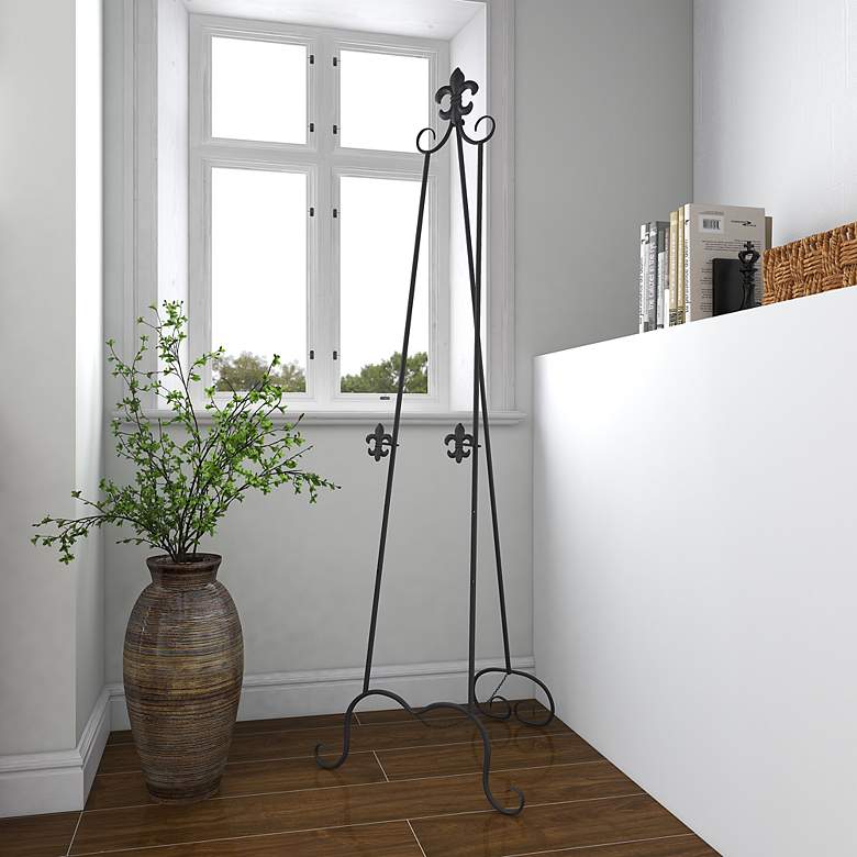 Image 6 Mara 65"H Black Iron Scrolled Adjustable Stand Floor Easel more views