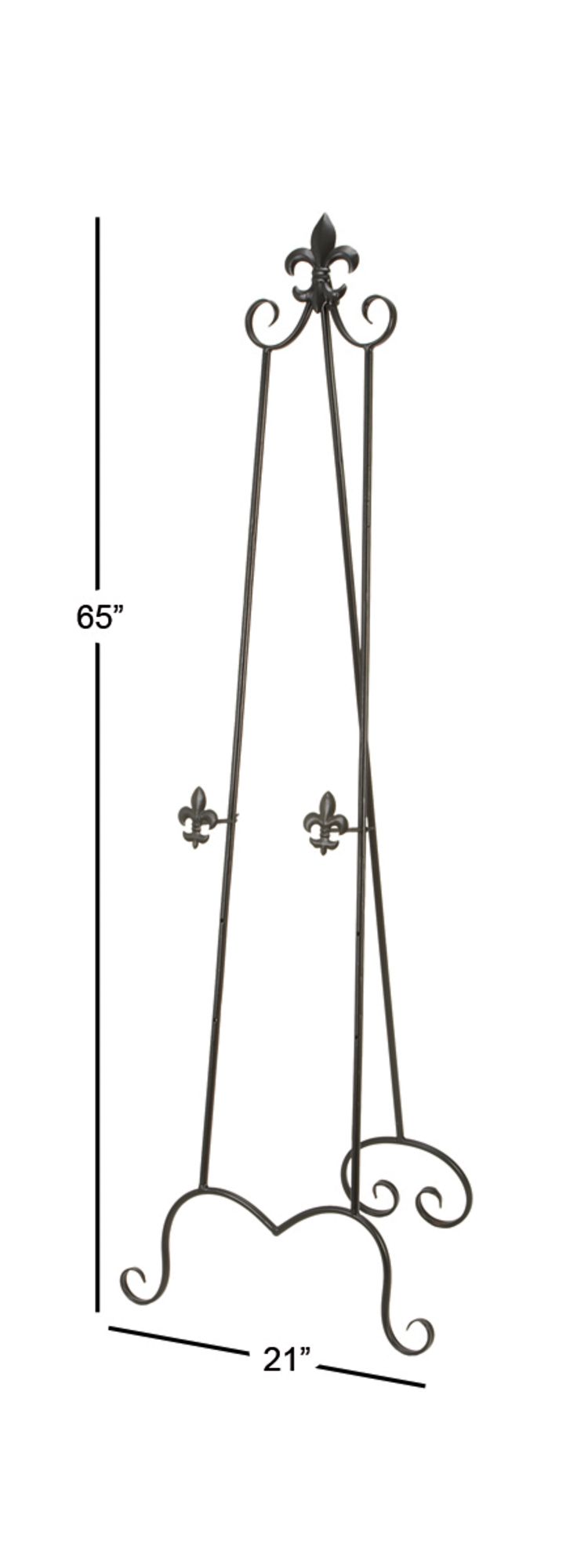 Mara 65"H Black Iron Scrolled Adjustable Stand Floor Easel