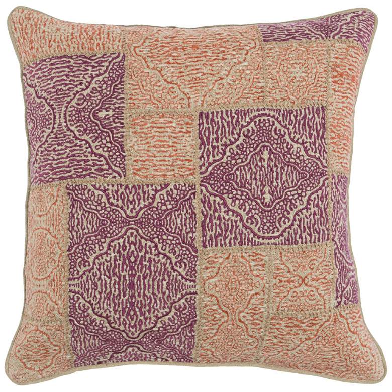 Mara Berry and Orange 22&quot; Square Decorative Pillow