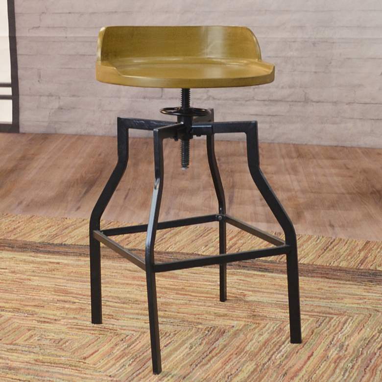 Image 1 Marais Harvest Oak Wood Adjustable Swivel Bar Stool