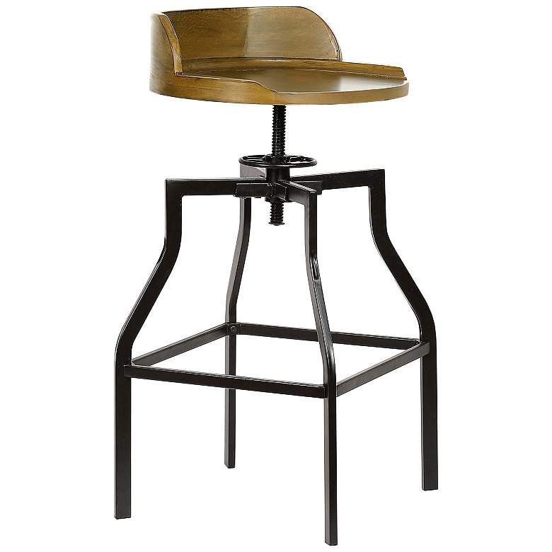 Image 6 Marais Harvest Oak Wood Adjustable Swivel Bar Stool more views