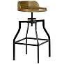 6_Marais Harvest Oak Wood Adjustable Swivel Bar Stool more views