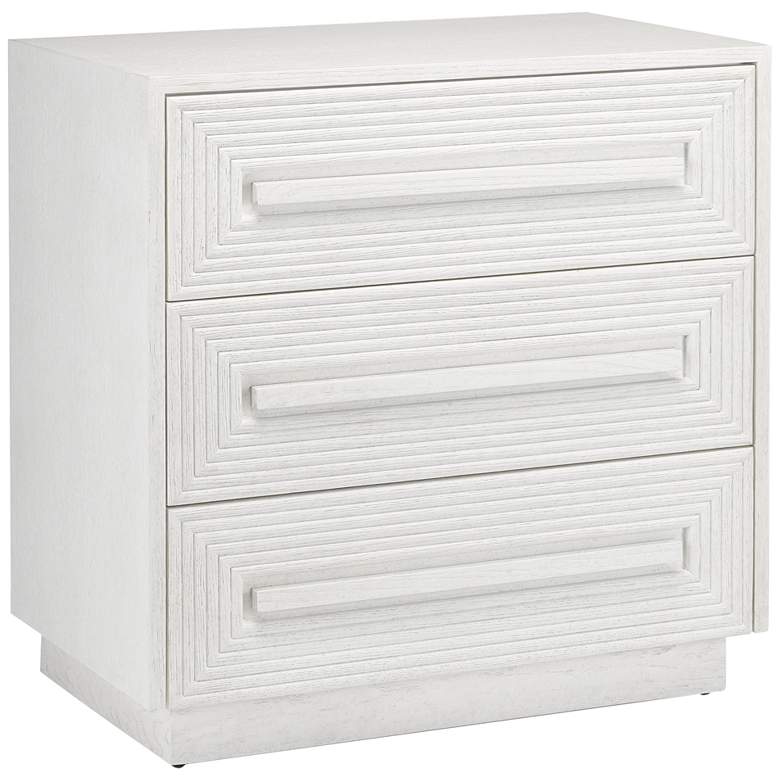 Image 1 Marambe 32" Wide Cerused White 3-Drawer Accent Chest