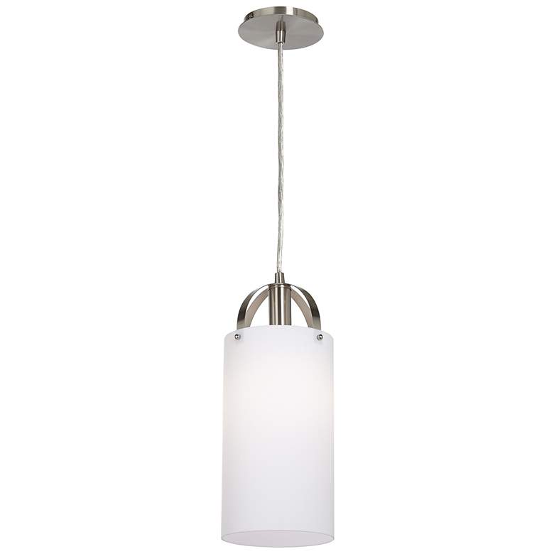 Image 1 Maran 7 inch Wide Brushed Nickel Matte White Mini Pendant Light