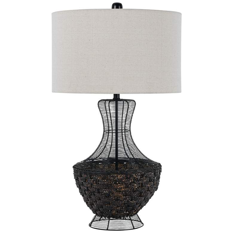 Image 1 Marana Black Mesh and Wicker Metal Table Lamp
