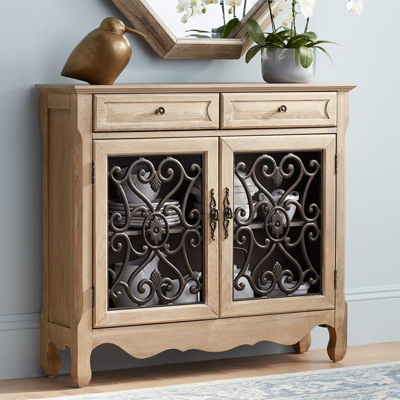 Image 1 Maravilla 41 inch Wide Grillwork and Wood Console Cabinet
