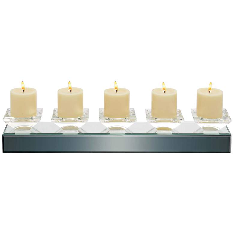 Image 1 Marbel Gray Mirrored 5-Votive Pillar Candle Holder