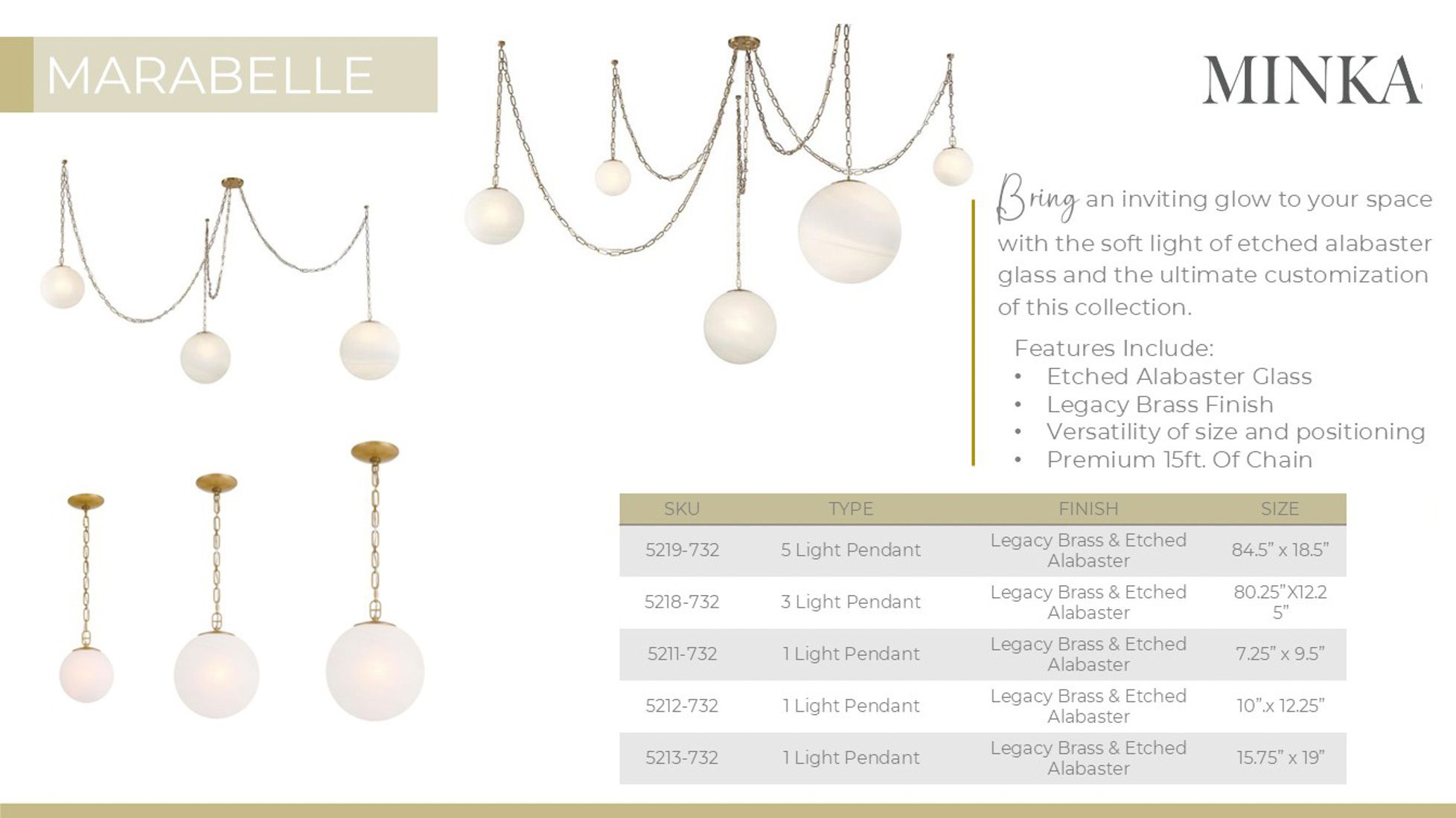Marbelle 80 1/4" Wide Legacy Brass 3-Light Pendant