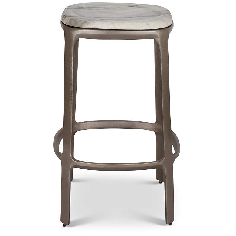 Image 2 Marbelle Alfie Marble 16.8"W Toronto Sand Counter Stool Nickel Frame more views
