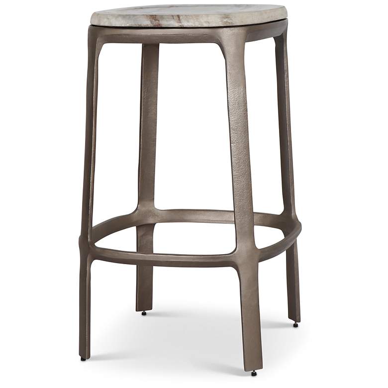 Image 4 Marbelle Alfie Marble 16.8"W Toronto Sand Counter Stool Nickel Frame more views