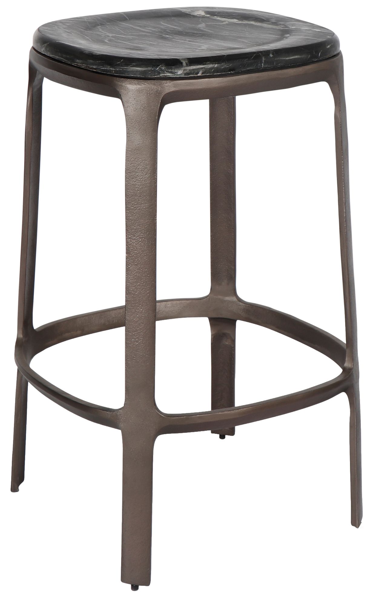 Image 2 Marbelle Alfie Marble 16.8" Wide Fantasy Black Counter Stool Bronze Frame