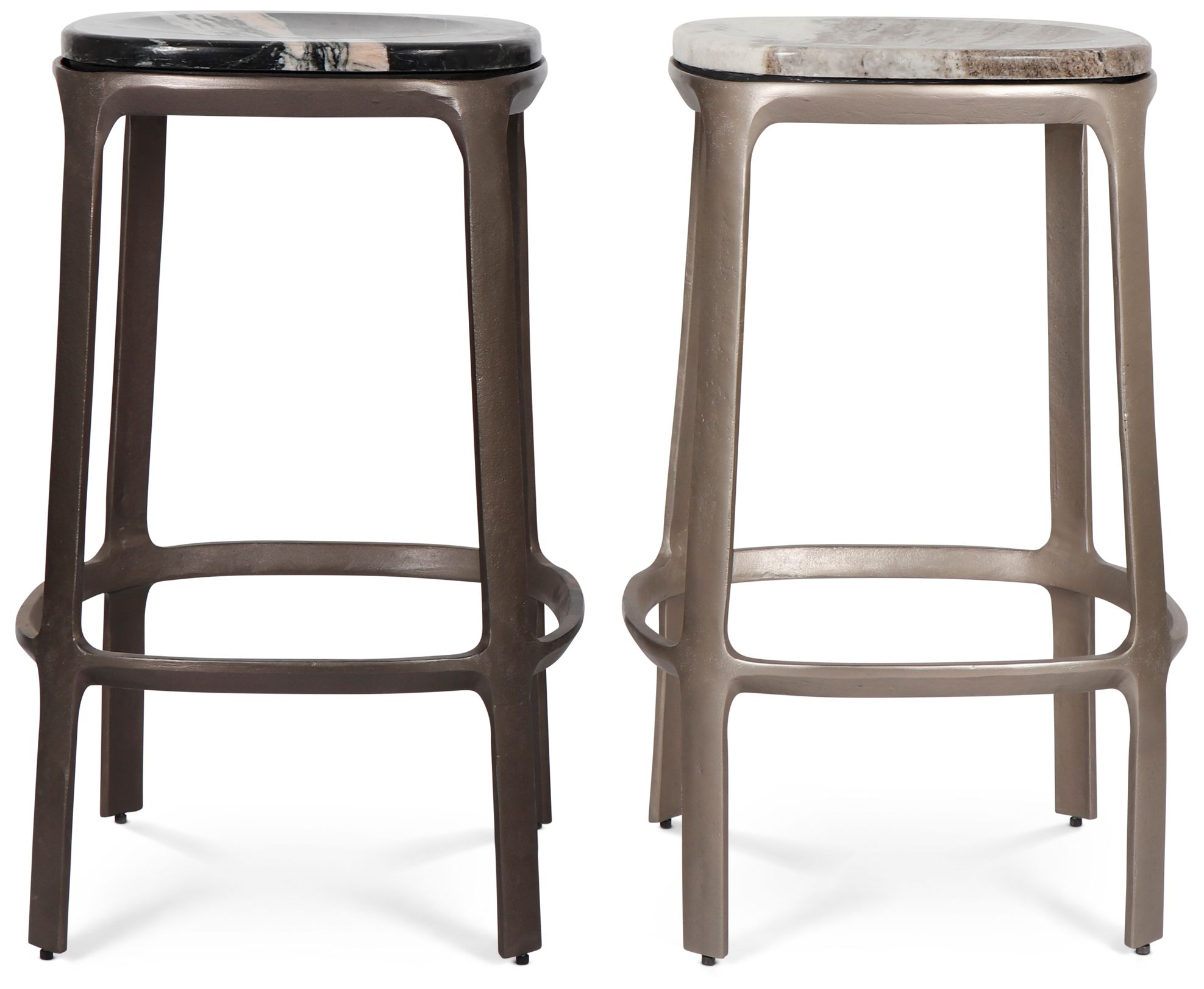 Marbelle Alfie Marble 16.8" Wide Fantasy Black Counter Stool Bronze Frame