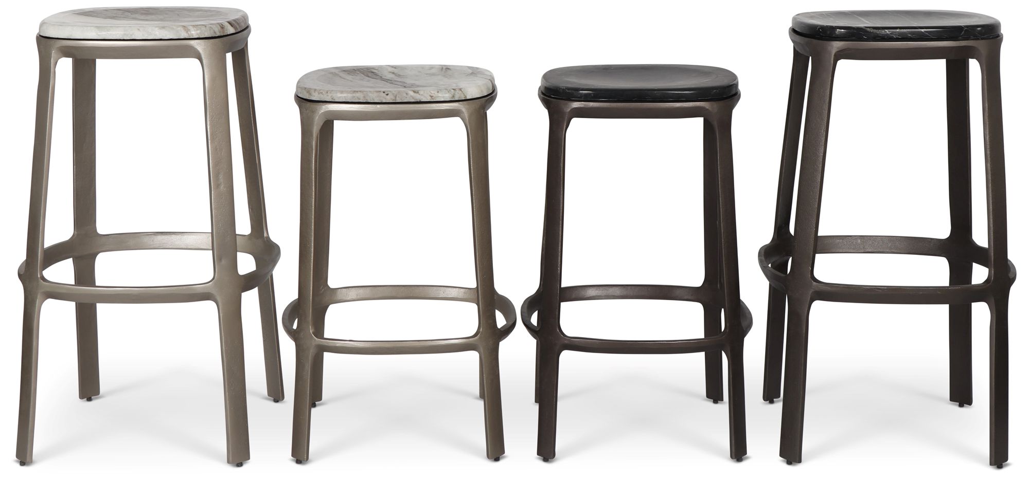 Marbelle Alfie Marble 16.8" Wide Fantasy Black Counter Stool Bronze Frame