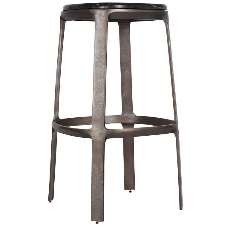 Image 1 Marbelle Alfie Marble 17.8" Wide Fantasy Black Bar Stool Bronze Frame