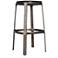 Marbelle Alfie Marble 17.8" Wide Fantasy Black Bar Stool Bronze Frame