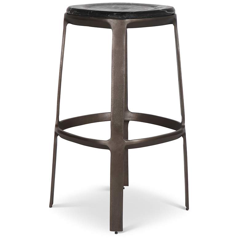 Image 3 Marbelle Alfie Marble 17.8" Wide Fantasy Black Bar Stool Bronze Frame more views