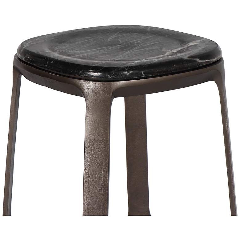 Image 6 Marbelle Alfie Marble 17.8" Wide Fantasy Black Bar Stool Bronze Frame more views
