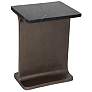 1_Marbelle I-Beam Marble 15" Wide Fantasy Black End Table Bronze Frame