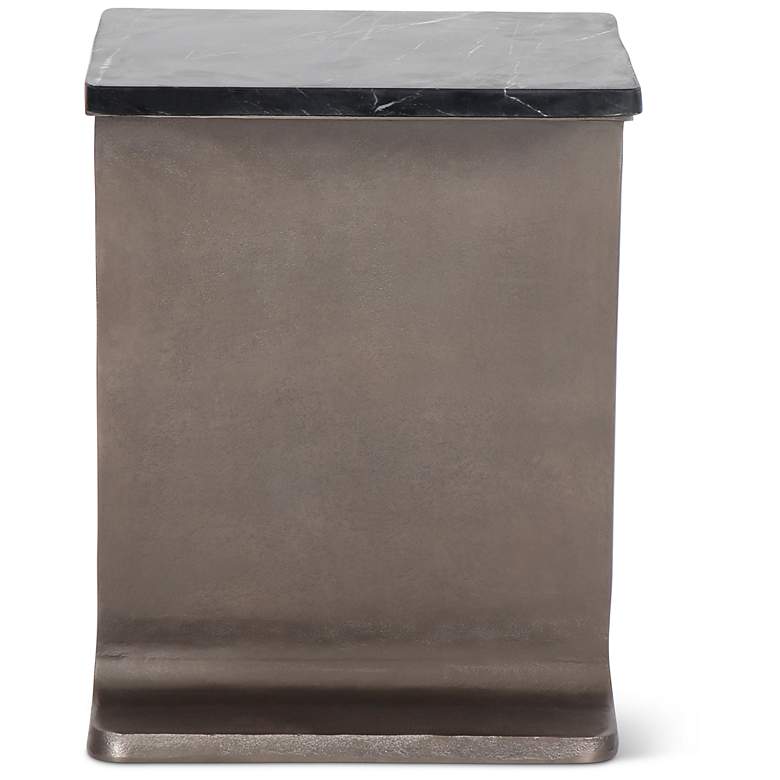 Image 5 Marbelle I-Beam Marble 15" Wide Fantasy Black End Table Bronze Frame more views
