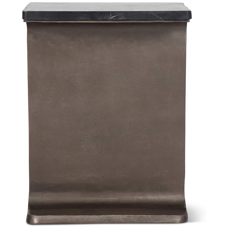 Image 7 Marbelle I-Beam Marble 15" Wide Fantasy Black End Table Bronze Frame more views