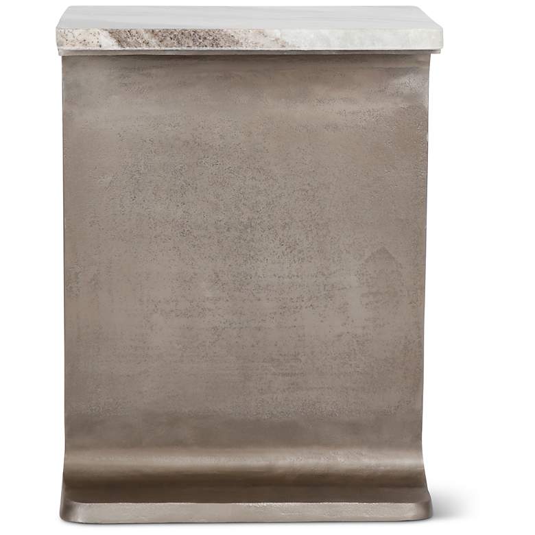Image 3 Marbelle I-Beam Marble 15" Wide Toronto Sand End Table Antique Nickel Frame more views