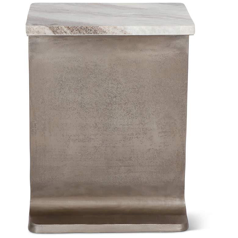 Image 4 Marbelle I-Beam Marble 15" Wide Toronto Sand End Table Antique Nickel Frame more views