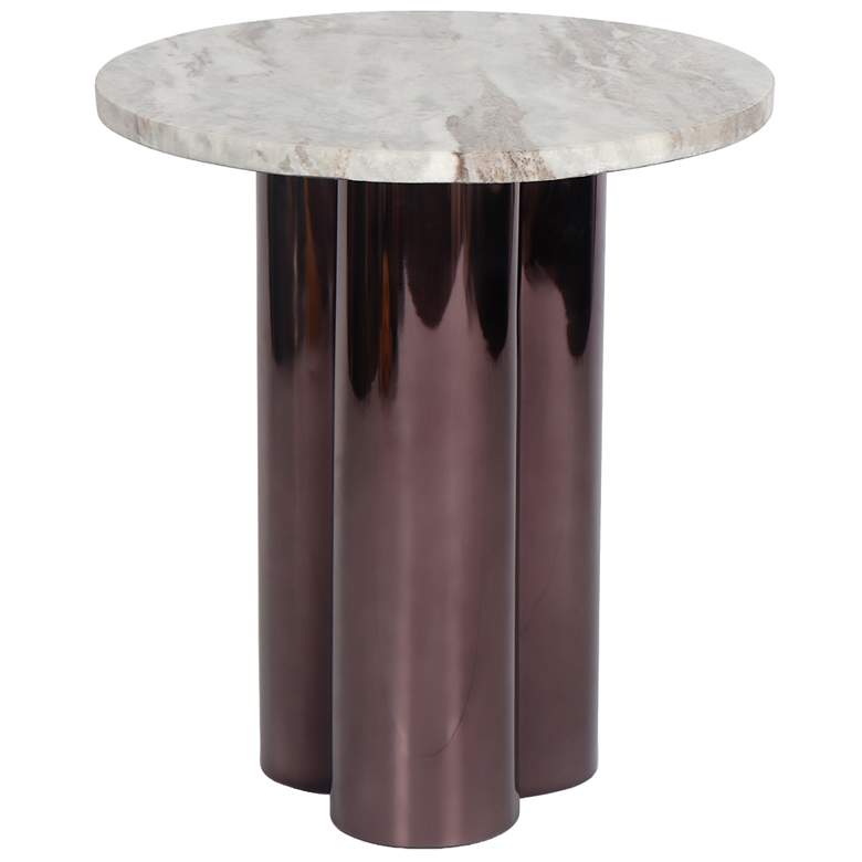 Image 1 Marbelle Martie 17.75" Wide Toronto Sand End Table Black Nickel Frame
