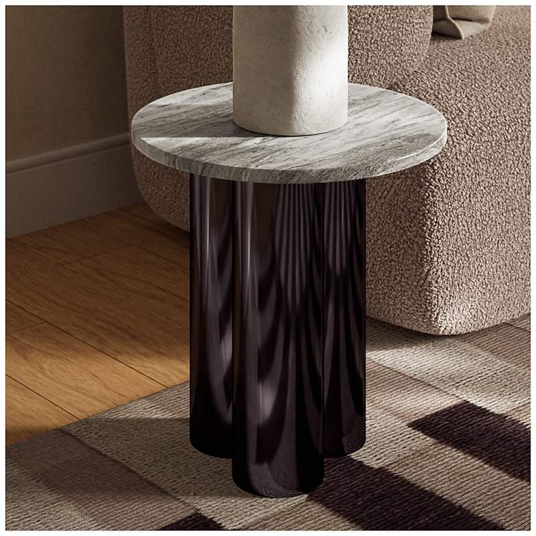 Image 1 Marbelle Martie 17.75" Wide Toronto Sand End Table Black Nickel Frame