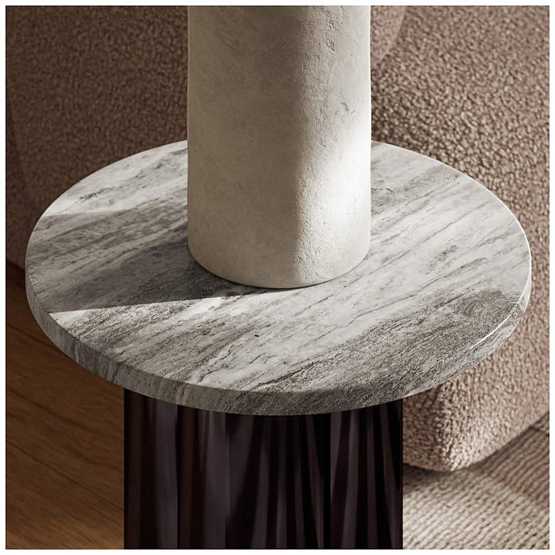 Image 6 Marbelle Martie 17.75" Wide Toronto Sand End Table Black Nickel Frame more views