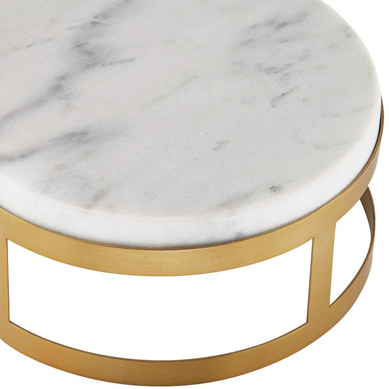 Image 2 Marble and Gold Brass Finish 8 inch x 3 3/4 inch Round Lamp Stand Riser more views