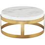Marble and Gold Brass Finish 8" x 3 3/4" Round Lamp Stand Riser