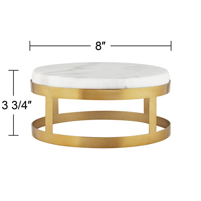 Image 6 Marble and Gold Brass Finish 8 inch x 3 3/4 inch Round Lamp Stand Riser more views