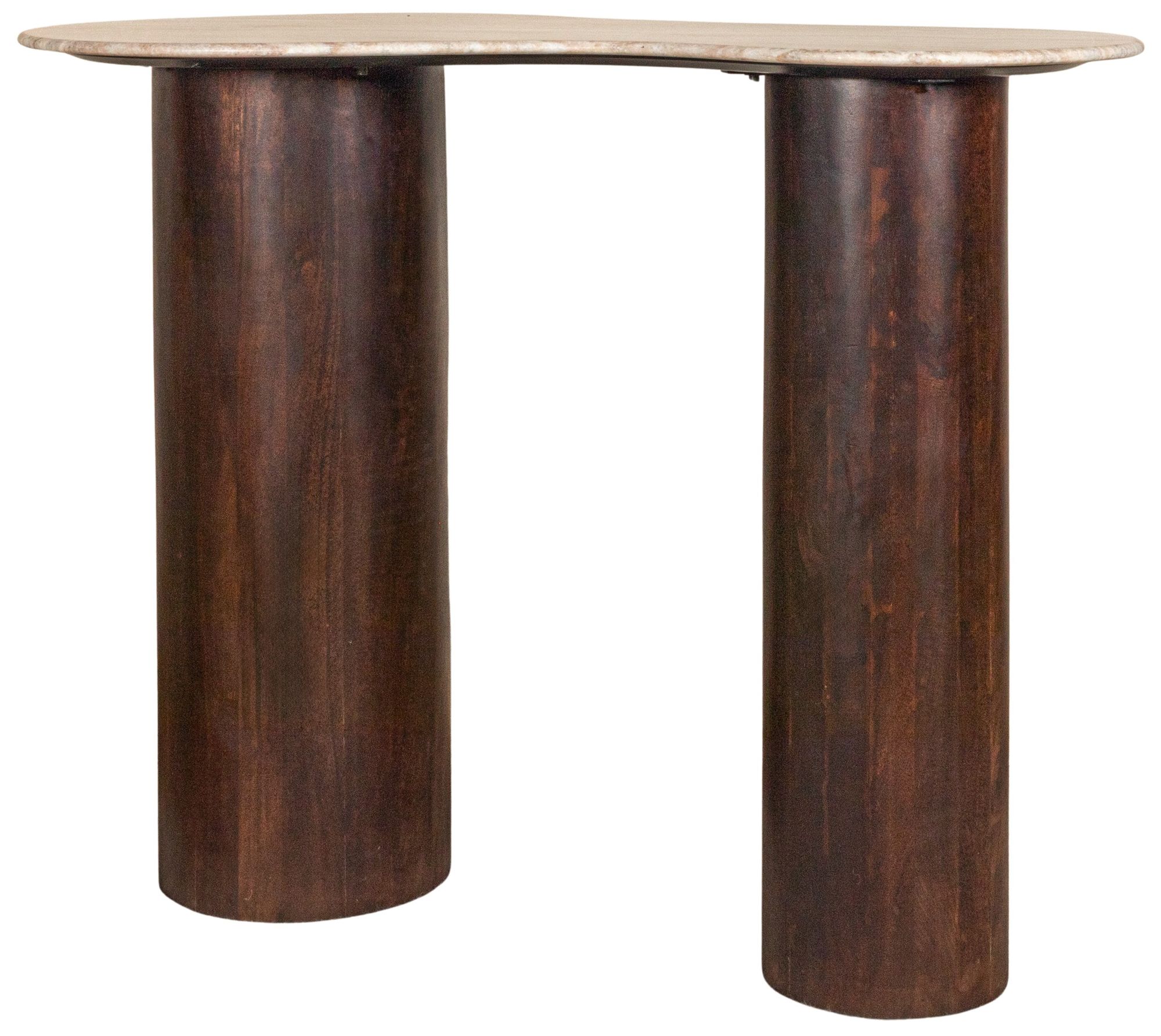 Image 2 Marble and Mango Wood Organic Shaped Bar Height Table, Walnut Finish