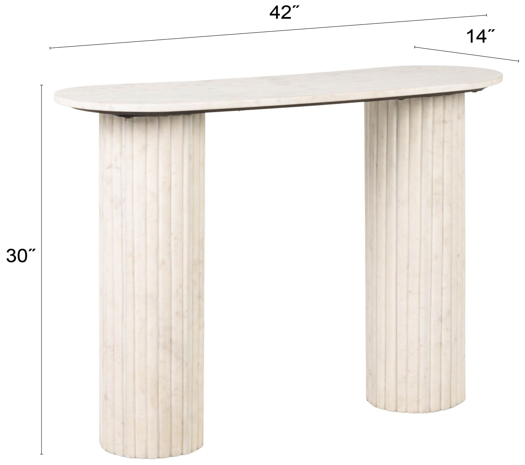 Image 3 Marble Console Table with Fluted Column Base, White more views