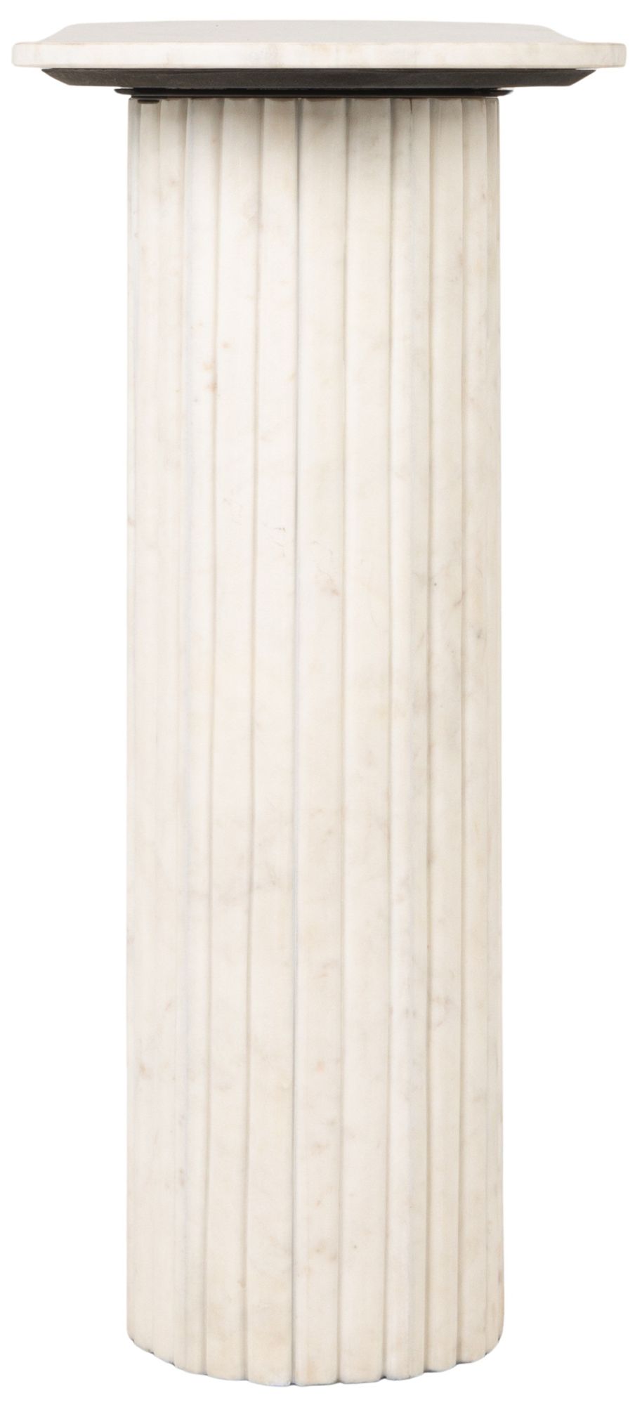 Image 4 Marble Console Table with Fluted Column Base, White more views
